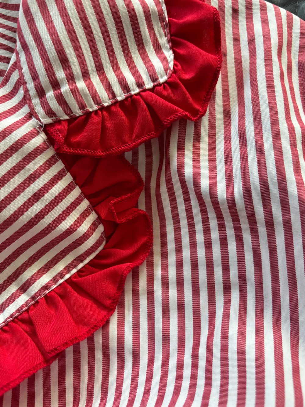 Red Striped Ruffle-Trim Women's Top - Picture 5 of 10